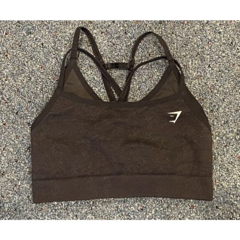 Gymshark Adapt Fleck Seamless Sports Bra Athletic Black Gray Small S